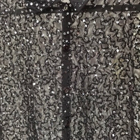 INC Petite Sequined Black Blouse L NWOT - Picture 5 of 5